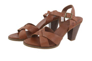 TIMBERLAND A1IEA Women's EU39.5 Brown Leather Buckle Strap Heeled Sandals