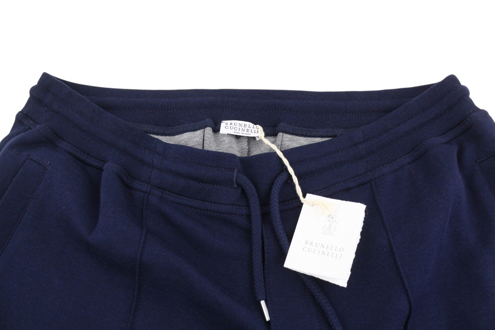 BRUNELLO CUCINELLI Men Trousers L Blue Cashmere Blend Drawstring Sweatpants
