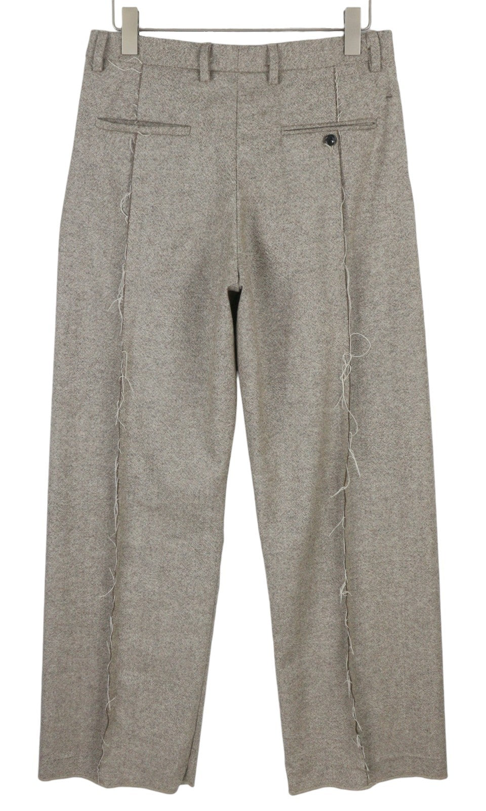 R13 Expored Seam Women Trousers 27 Melange Beige Wool Flared Leg Button RRP799