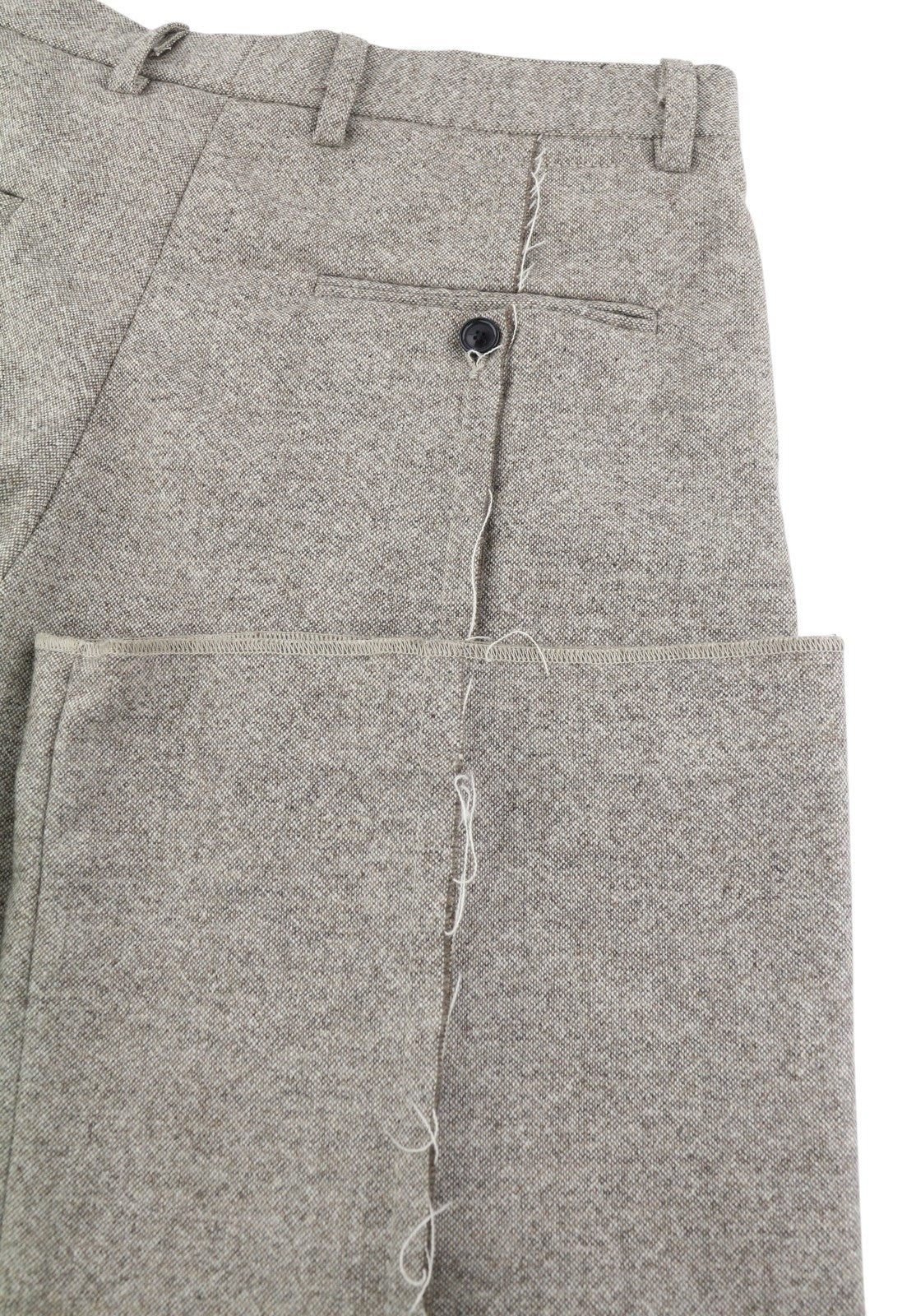 R13 Expored Seam Women Trousers 27 Melange Beige Wool Flared Leg Button RRP799