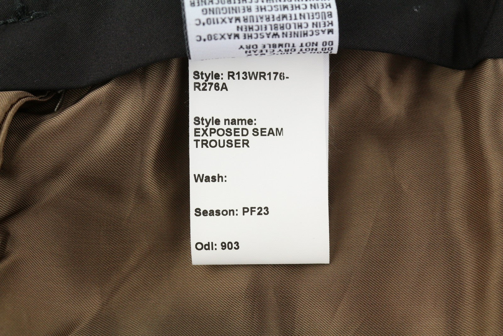 R13 Expored Seam Women Trousers 27 Melange Beige Wool Flared Leg Button RRP799