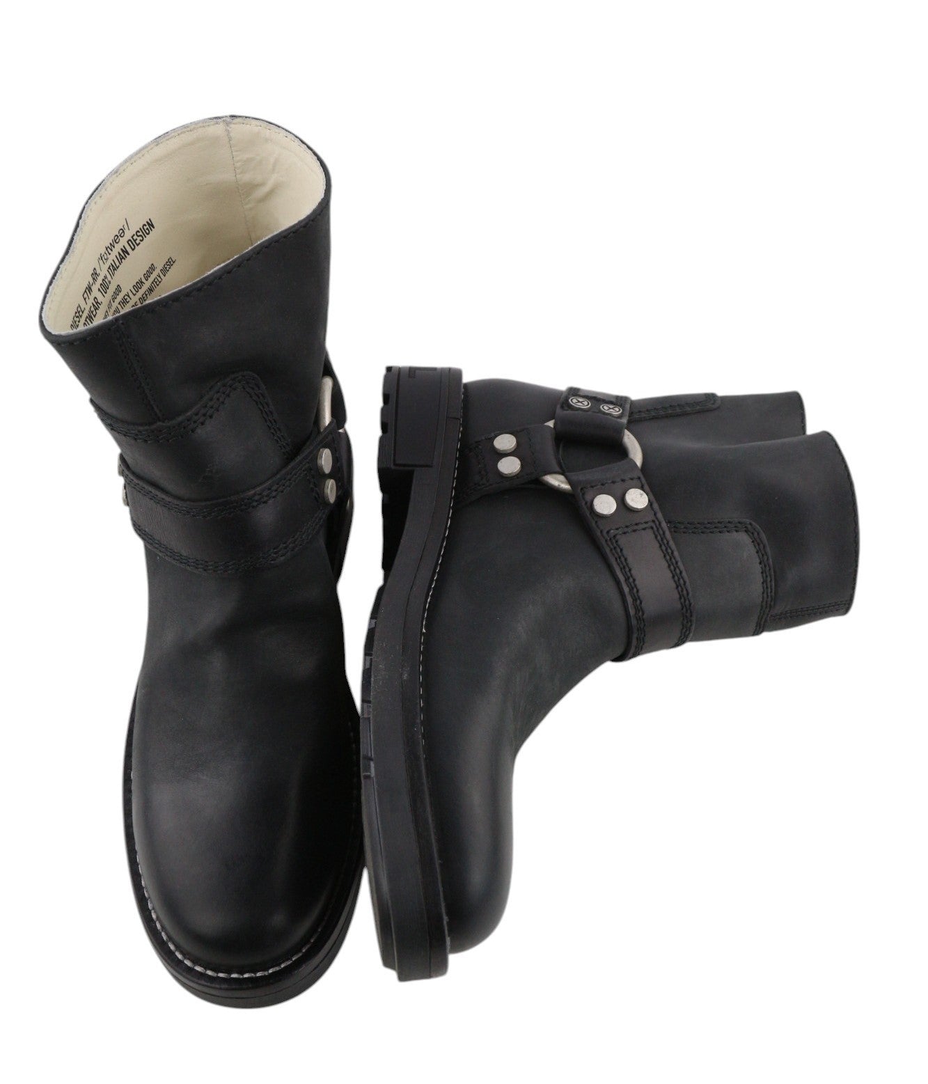 DIESEL D-Throuper Women's EU40 Black Leather Pull-On Casual Boots RRP€280