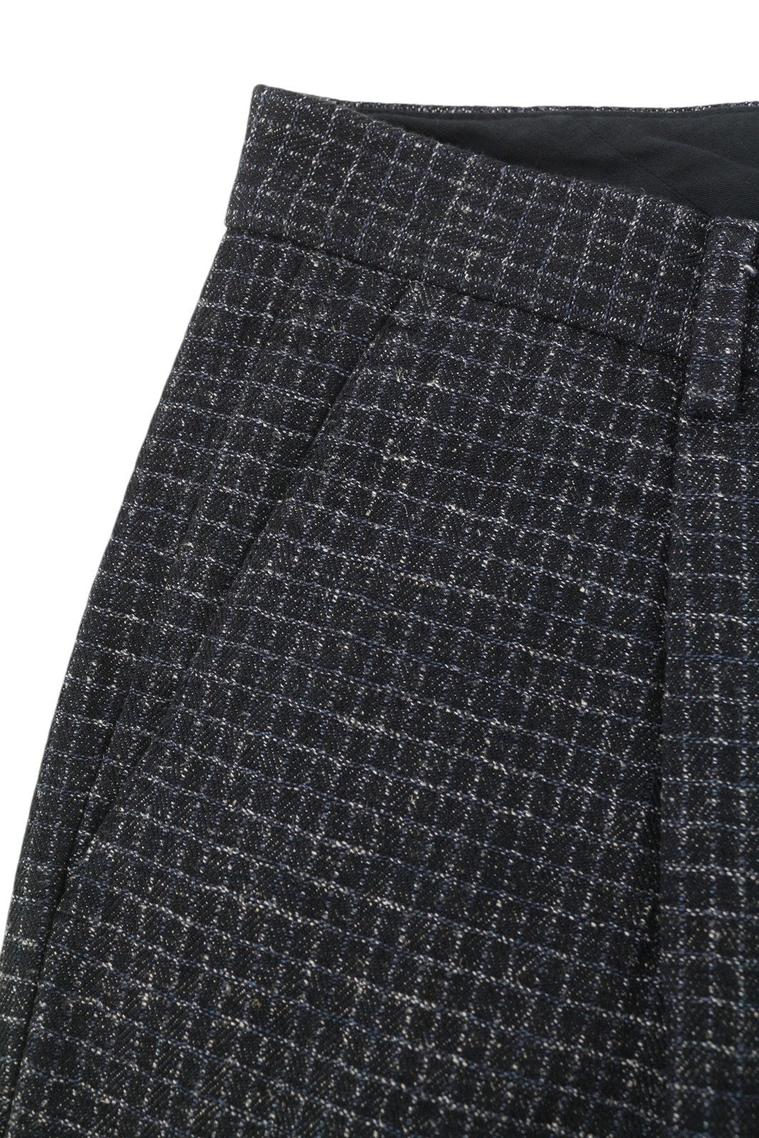 MOSCHINO Women Trousers 48 Black Textured Check Pleated Cropped Ankle Length