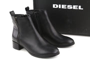DIESEL D-Arlin Women's EU39 Black Zipped Leather Ankle Heel Shoes RRP€260