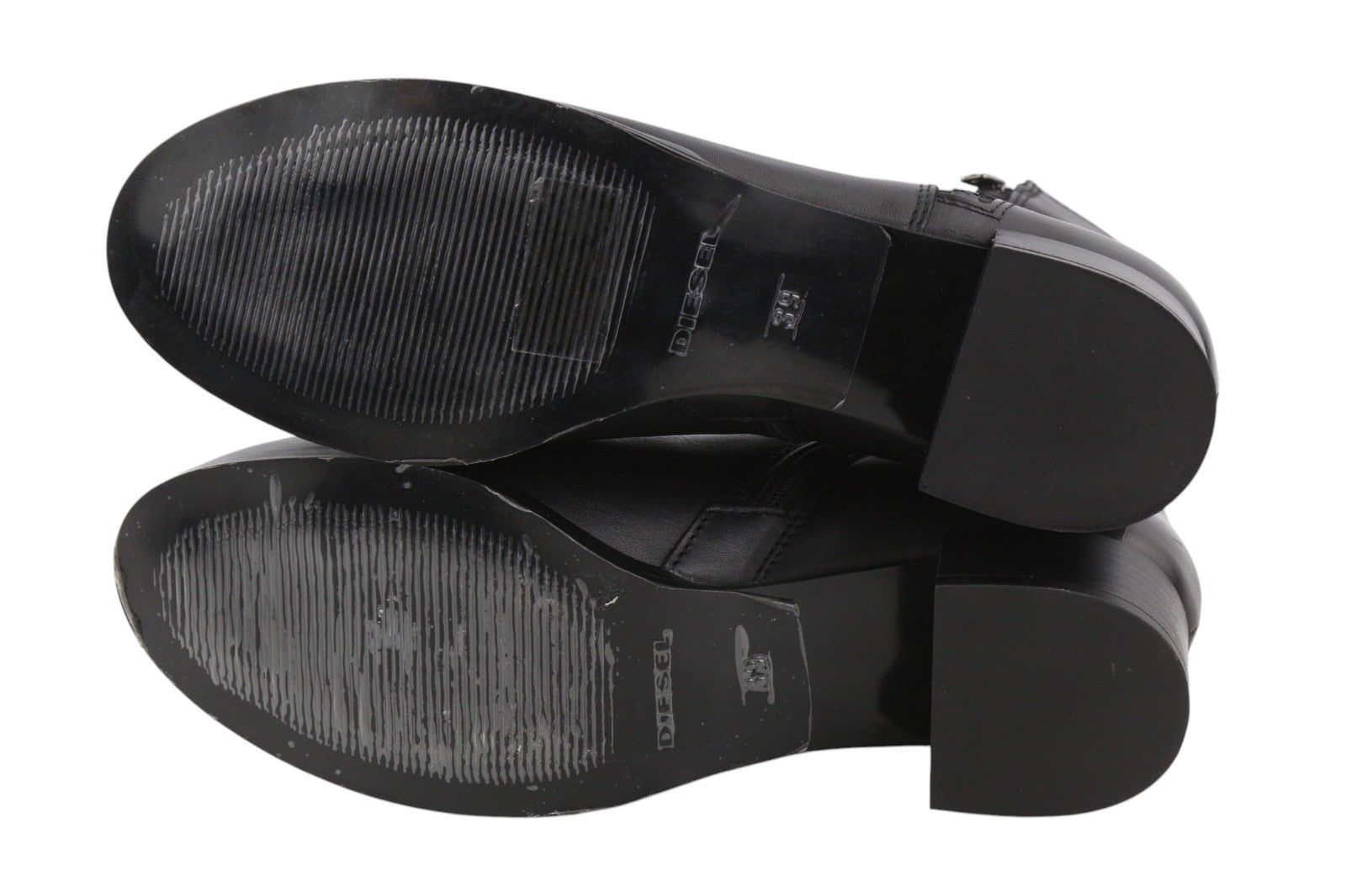 DIESEL D-Arlin Women's EU39 Black Zipped Leather Ankle Heel Shoes RRP€260