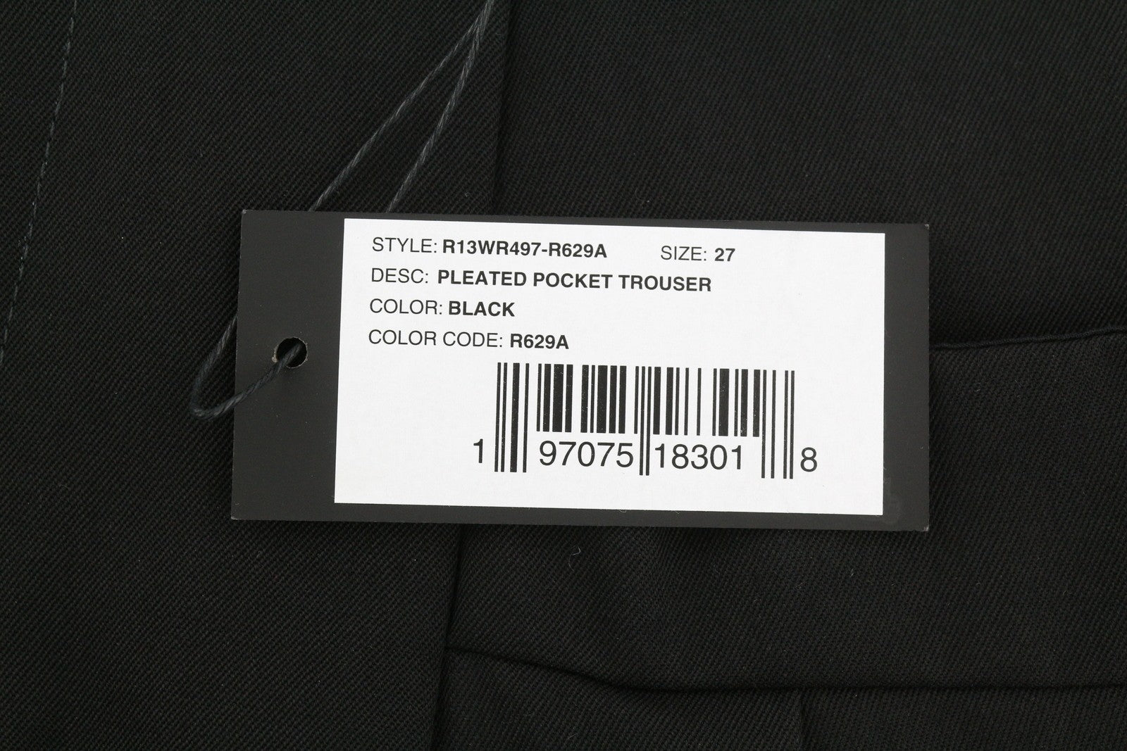 R13 Pleated Pocket Women Trousers 27 Black Wool Straight Fit Button Fly FW25