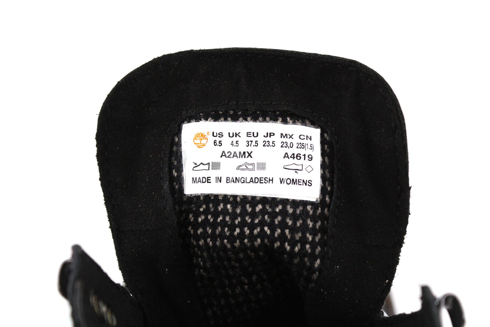 TIMBERLAND A1RCH-A3519 Women's EU37.5/38 Black Leather Lace High-Top Trainers