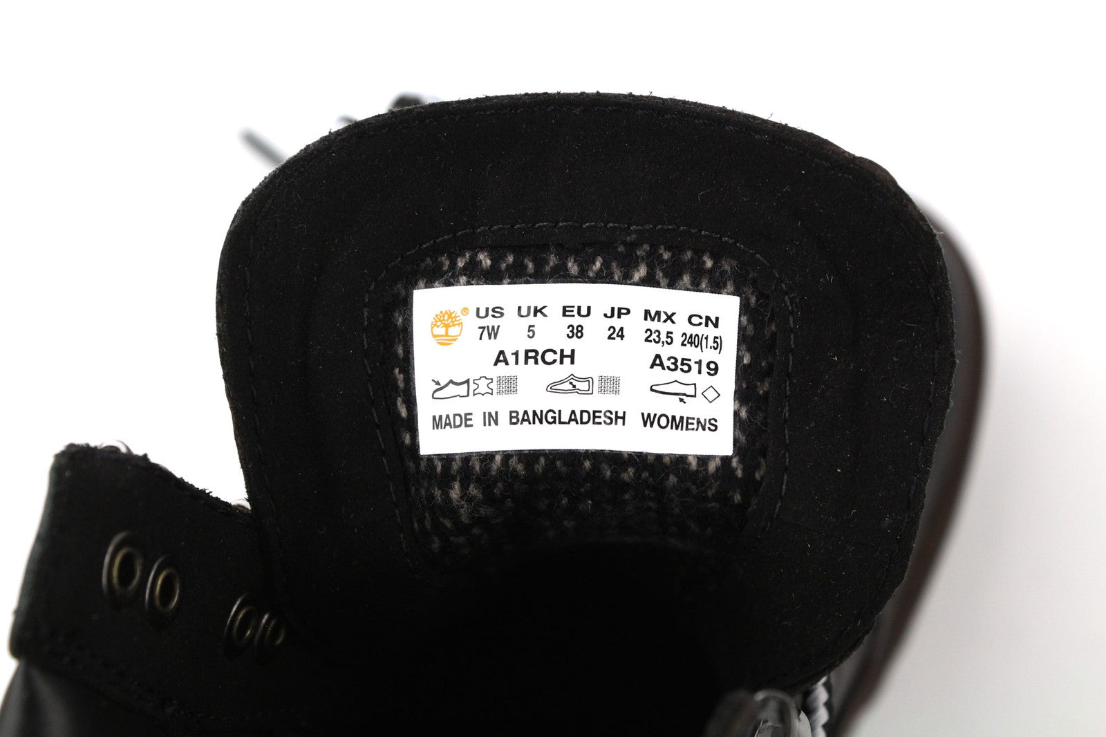 TIMBERLAND A1RCH-A3519 Women's EU37.5/38 Black Leather Lace High-Top Trainers