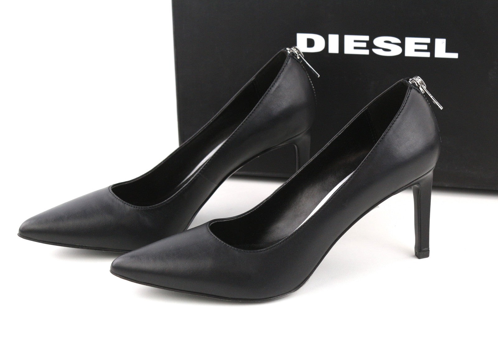DIESEL Femme-D Women's EU39 Black Leather Stiletto High-Heel RRP€240