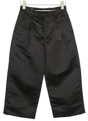 R13 Relaxed Cropped Pleated Women Trousers 24 Black Satin Look Ankle Length FW25