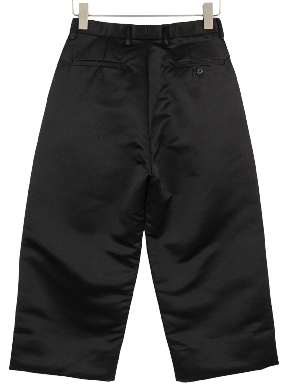 R13 Relaxed Cropped Pleated Women Trousers 24 Black Satin Look Ankle Length FW25