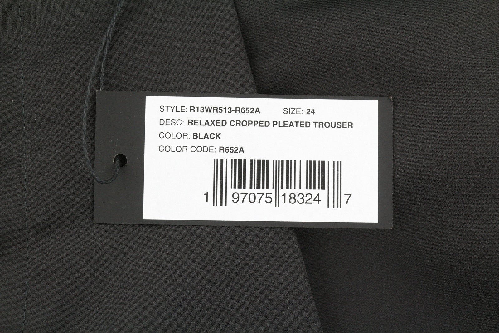 R13 Relaxed Cropped Pleated Women Trousers 24 Black Satin Look Ankle Length FW25