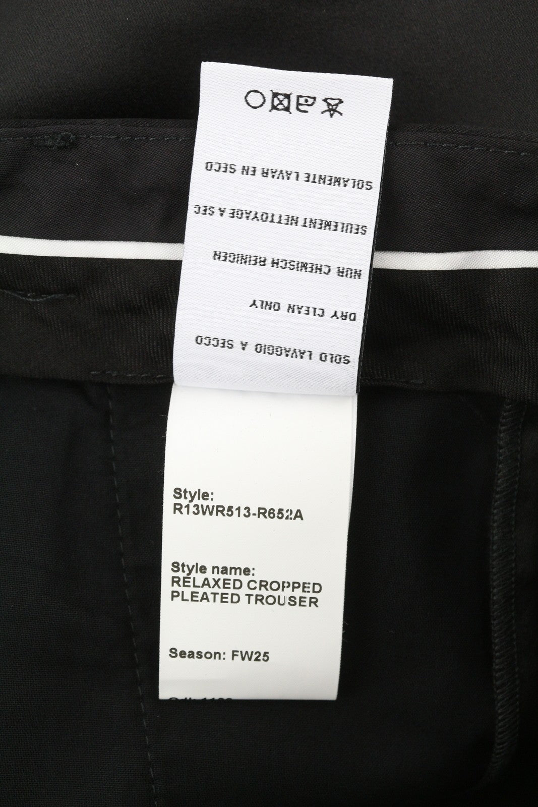 R13 Relaxed Cropped Pleated Women Trousers 24 Black Satin Look Ankle Length FW25