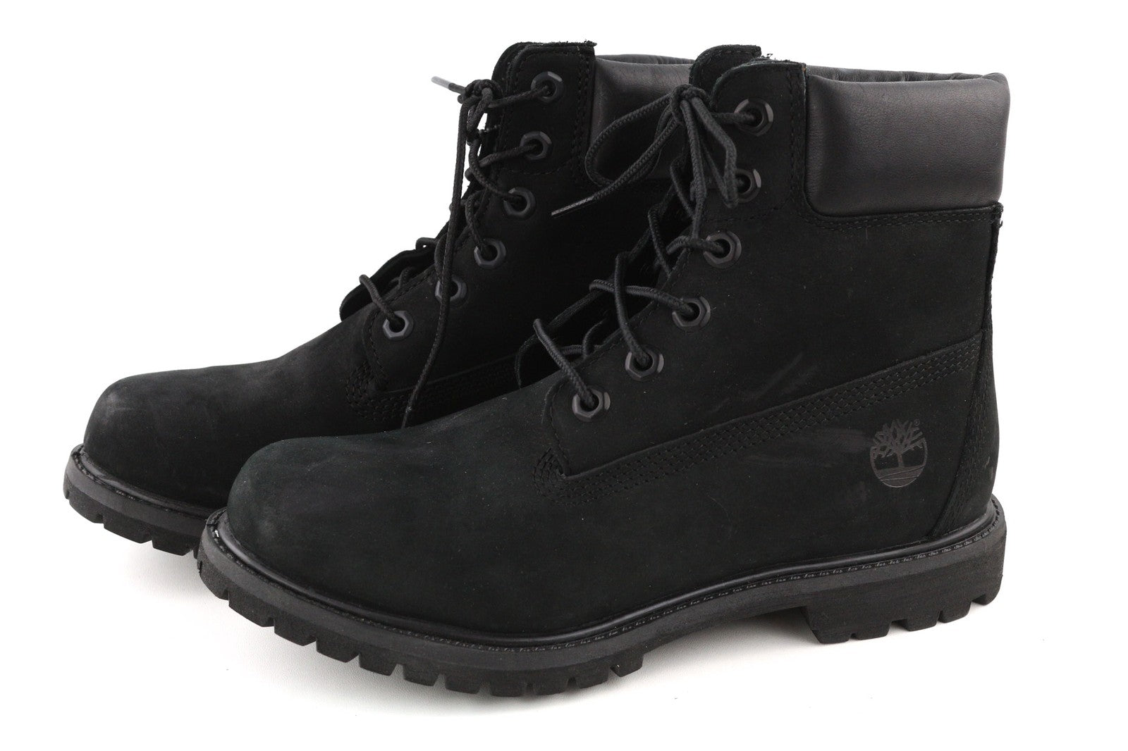 TIMBERLAND 8658A-A3398 Women's ~EU38.5/39 Black Logo Leather High-Top Boots