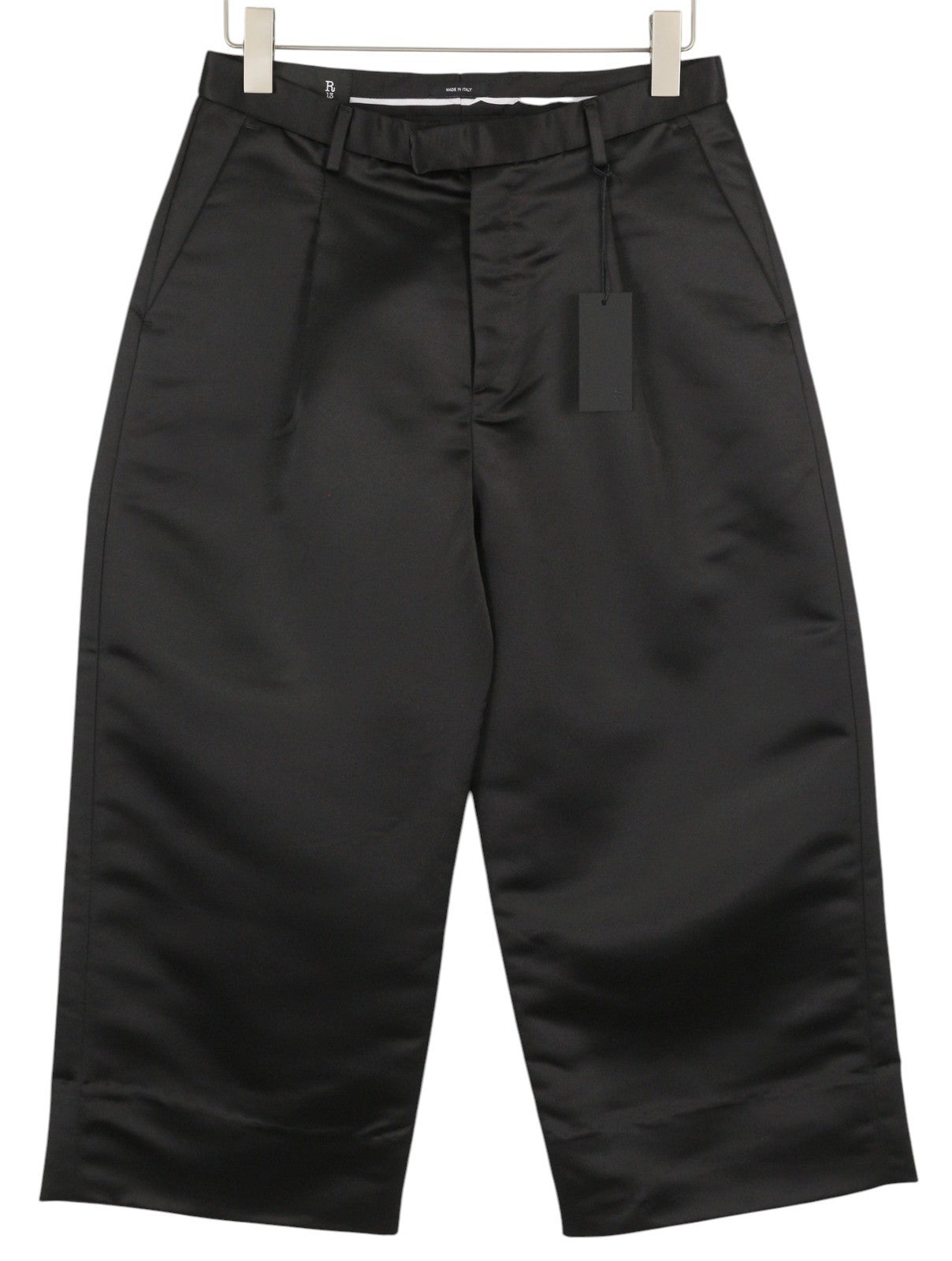 R13 Relaxed Cropped Pleated Women Trousers 27 Black Satin Look Ankle Length FW25