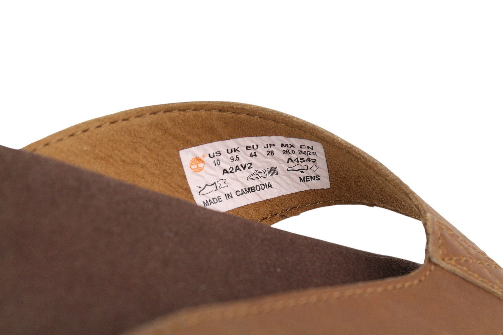 TIMBERLAND A2AV2 Men's EU44 Brown Leather Narrow Slip-On Flats Casual Shoes