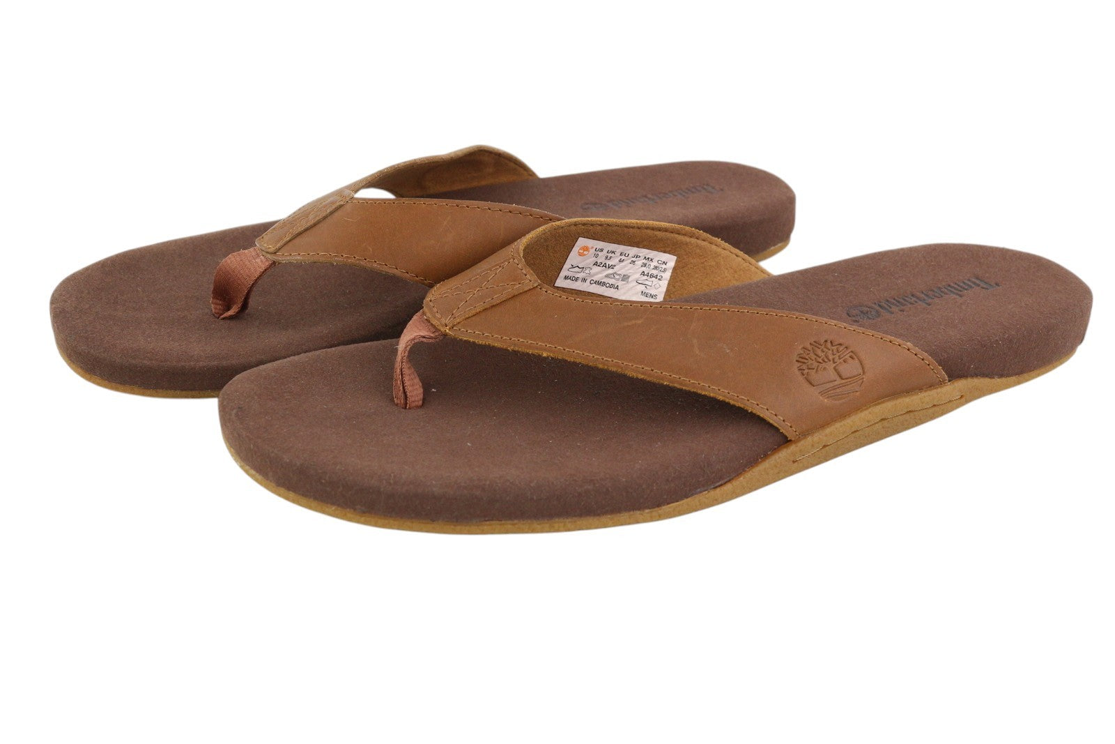 TIMBERLAND A2AV2 Men's EU44 Brown Leather Narrow Slip-On Flats Casual Shoes