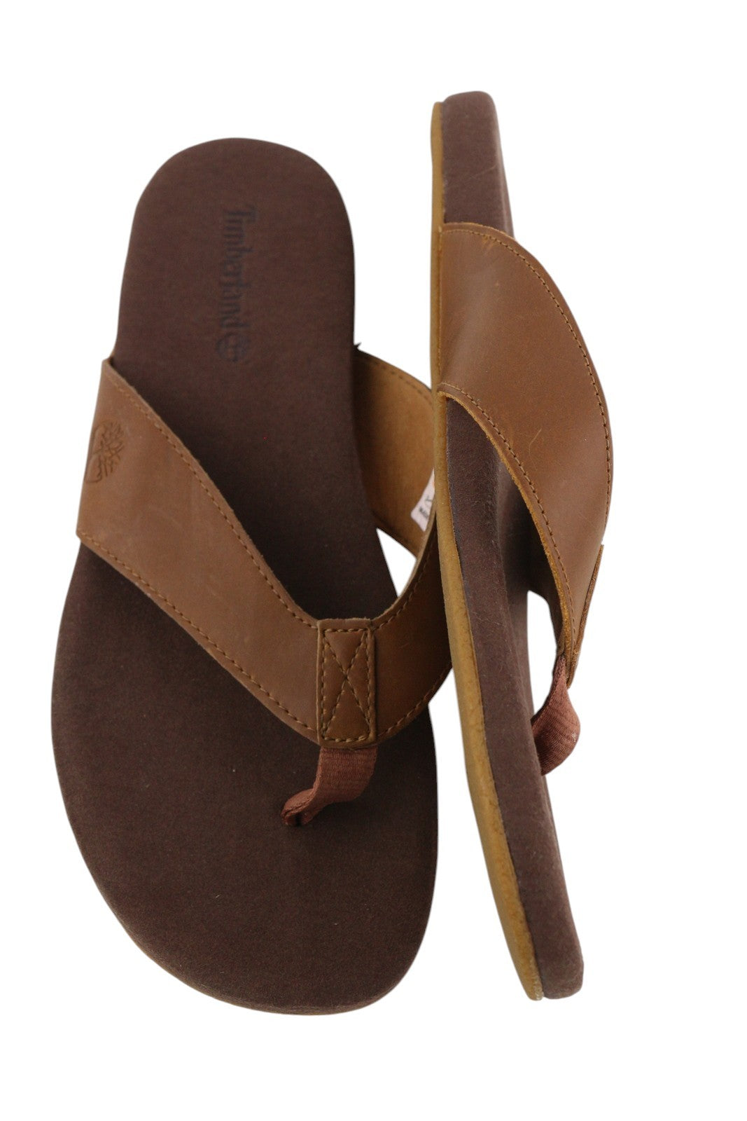 TIMBERLAND A2AV2 Men's EU44 Brown Leather Narrow Slip-On Flats Casual Shoes