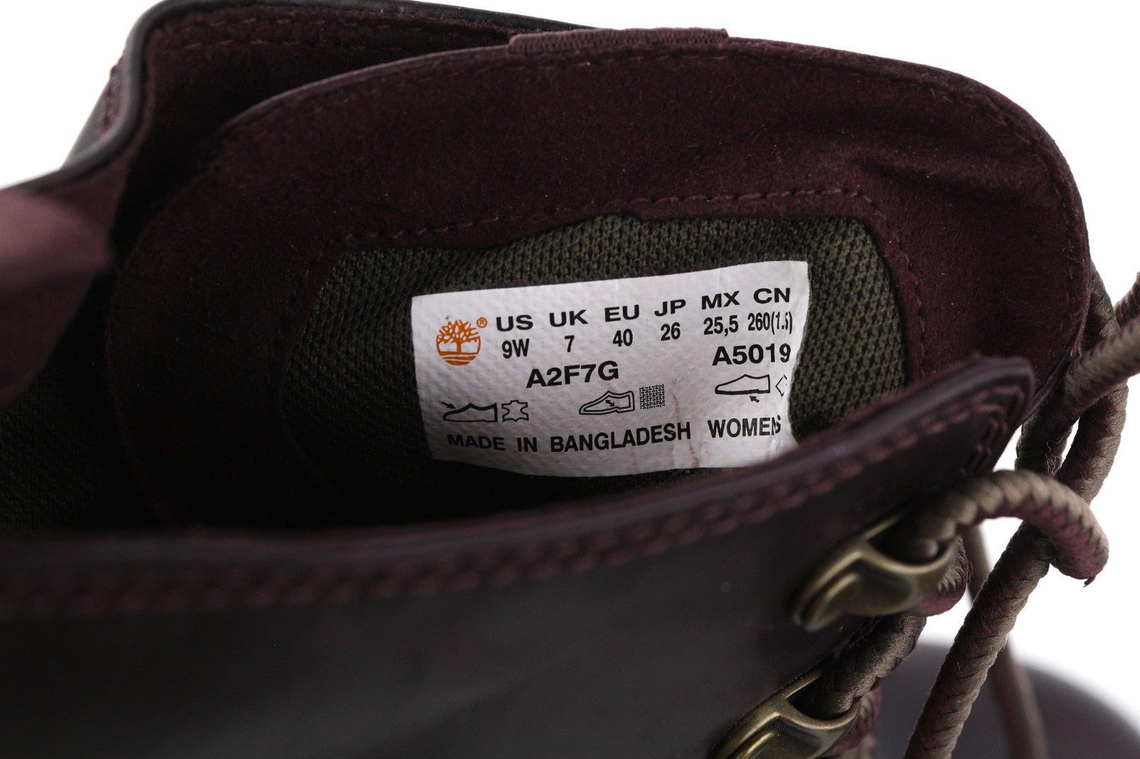 TIMBERLAND A2F7G Women's EU40/41 Dark Leather Mid-Top Almond-Toe Lace-Ups