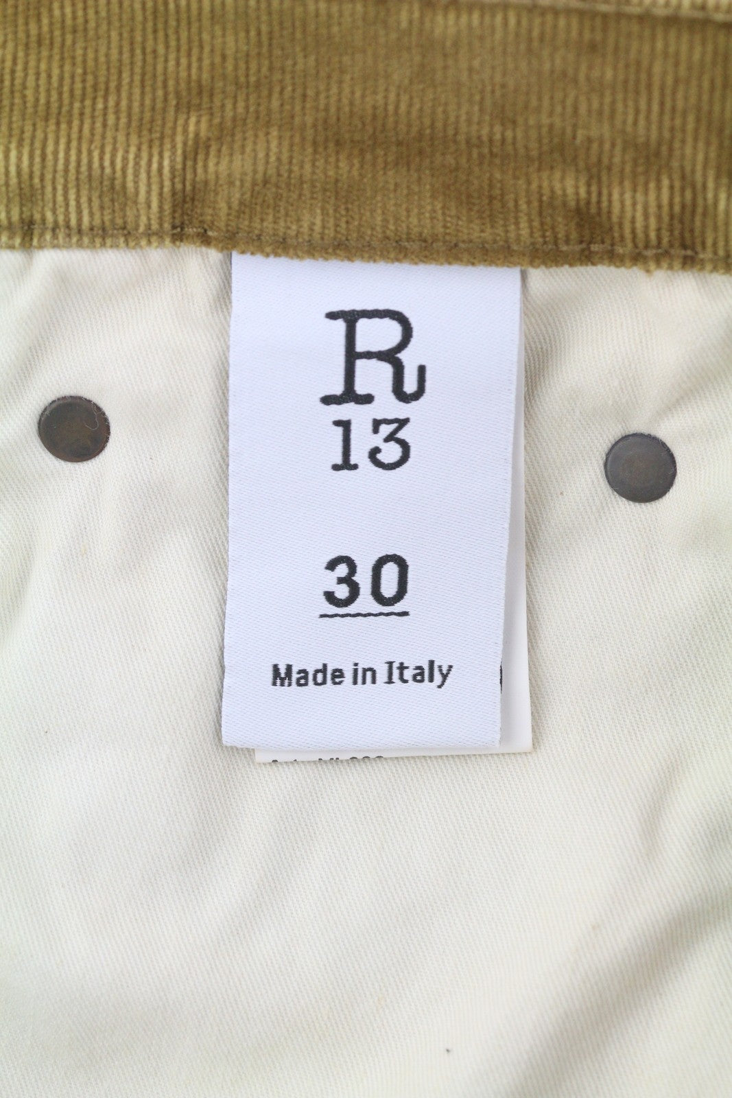 R13 Charlotee Women Trousers 30 Golden Brown Stretch Cord Faded FW25 RRP799