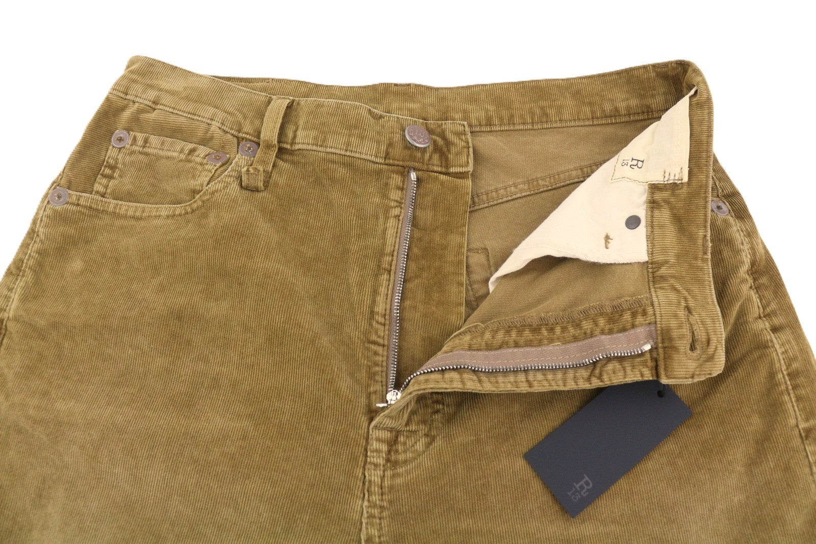 R13 Charlotee Women Trousers 30 Golden Brown Stretch Cord Faded FW25 RRP799