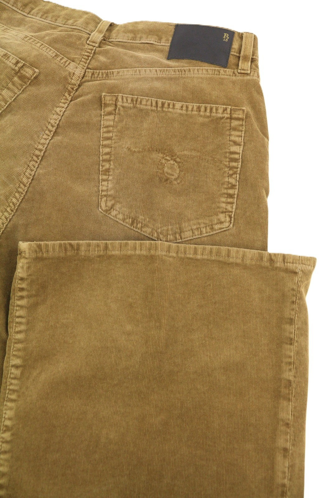 R13 Charlotee Women Trousers 30 Golden Brown Stretch Cord Faded FW25 RRP799