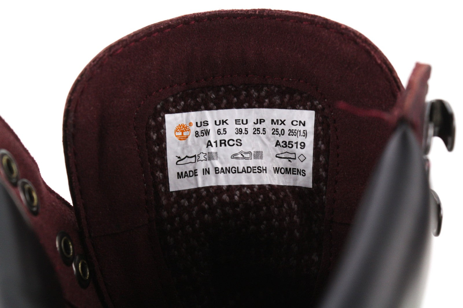 TIMBERLAND A1RCS-A3519 Women's EU38.5/39.5 Purple Leather Lace High-Top Boots