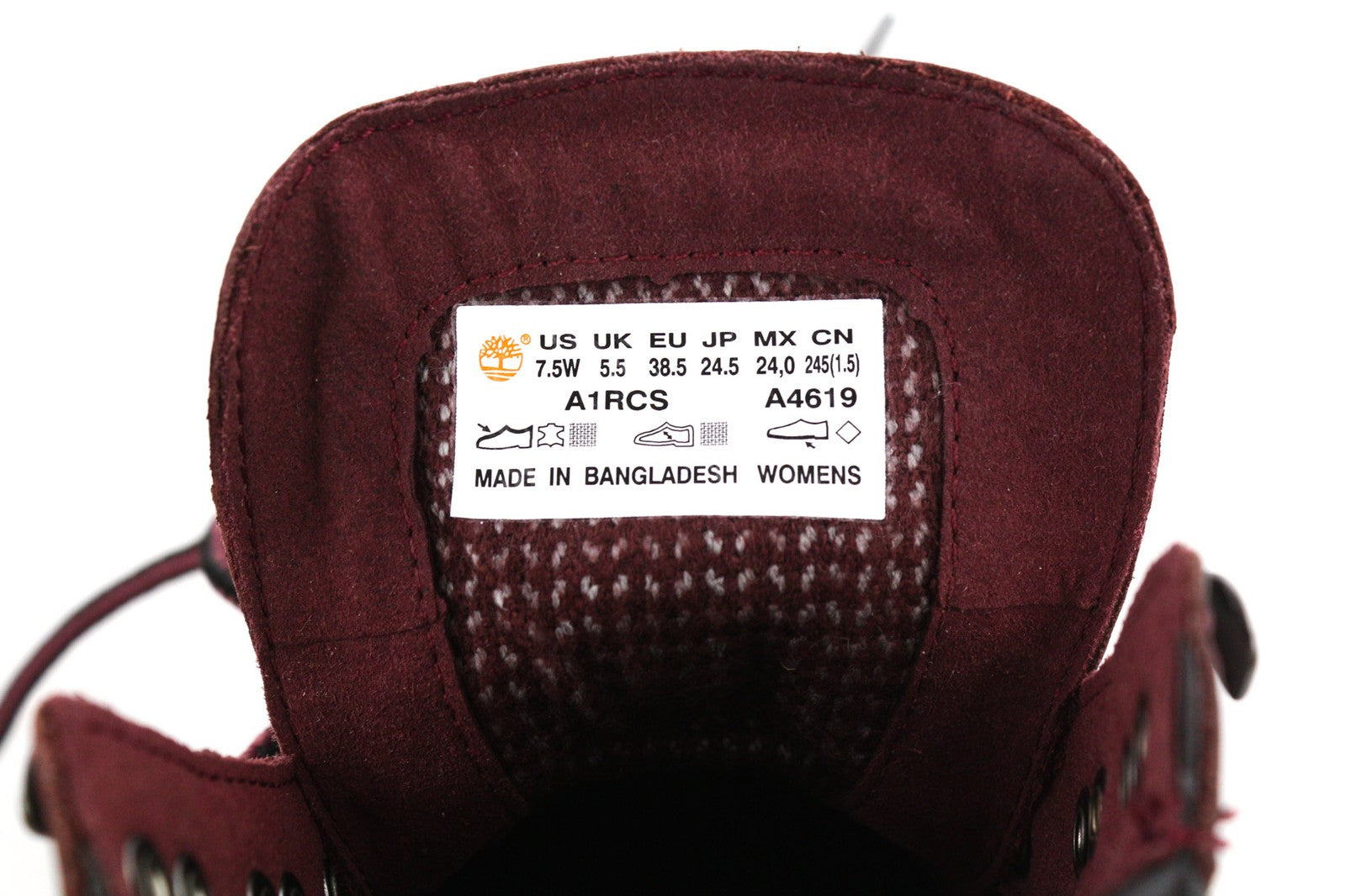 TIMBERLAND A1RCS-A3519 Women's EU38.5/39.5 Purple Leather Lace High-Top Boots