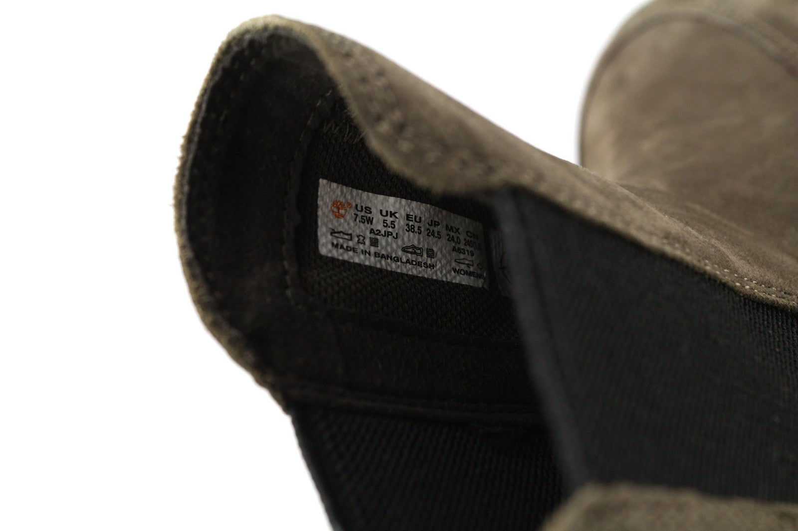 TIMBERLAND A2JPJ-A6319 Women's EU38.5/39 Khaki Leather Pull-On High-Top Boots