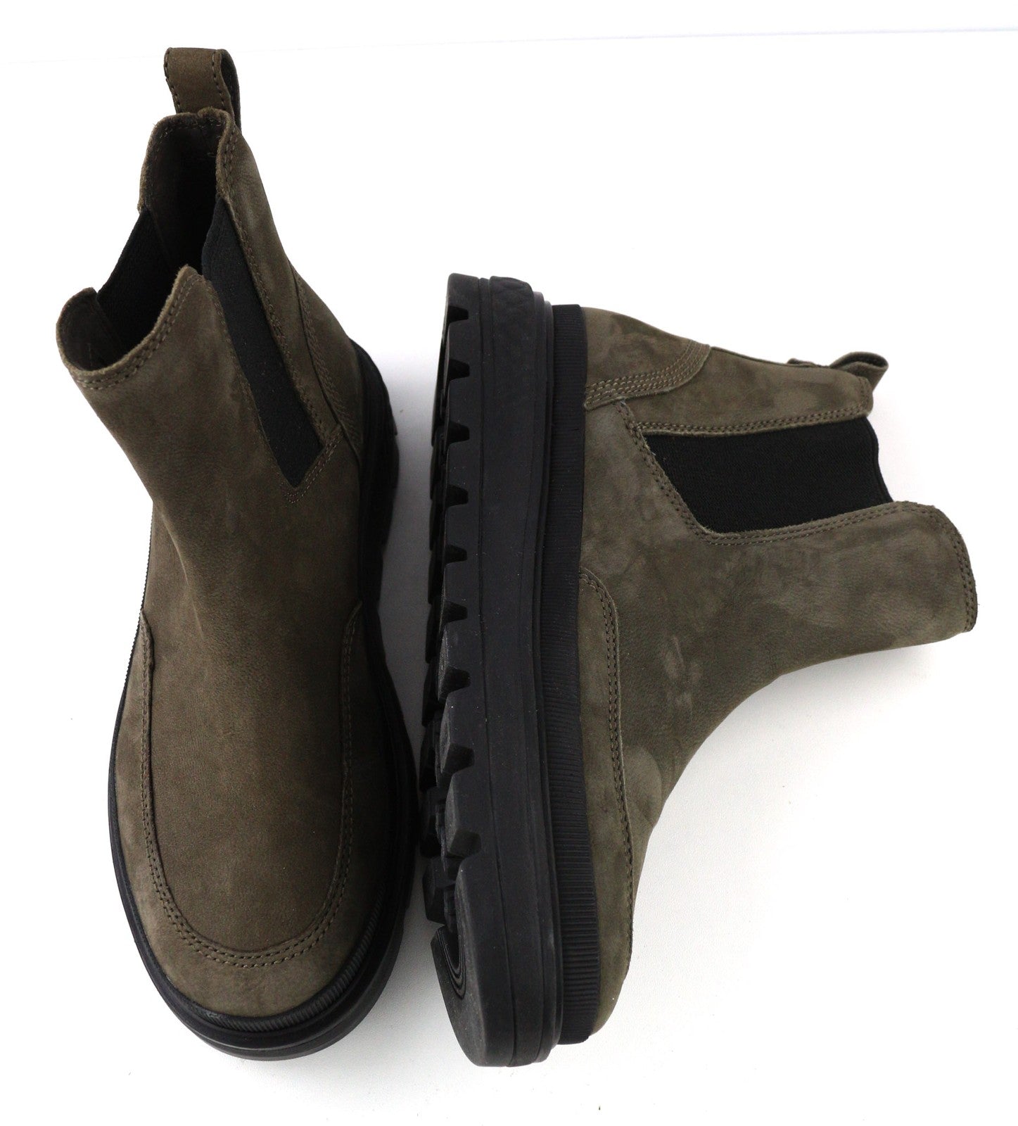 TIMBERLAND A2JPJ-A6319 Women's EU38.5/39 Khaki Leather Pull-On High-Top Boots