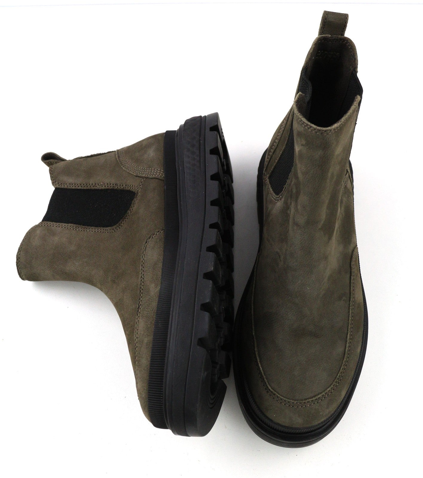 TIMBERLAND A2JPJ-A6319 Women's EU38.5/39 Khaki Leather Pull-On High-Top Boots