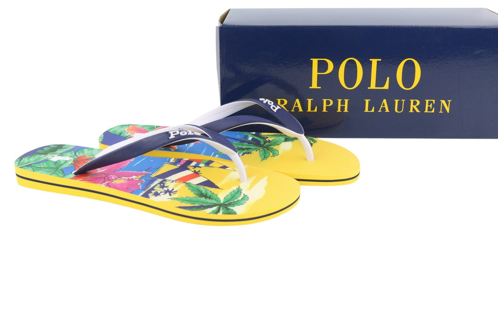 RALPH LAUREN Bolt-Sn-Csl Men's EU44/45 Aloha Print Flip-Flops