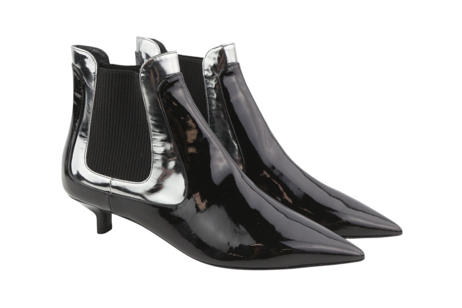 EMPORIO ARMANI Women's EU37 Black Patent Leather Ankle Heel Shoes