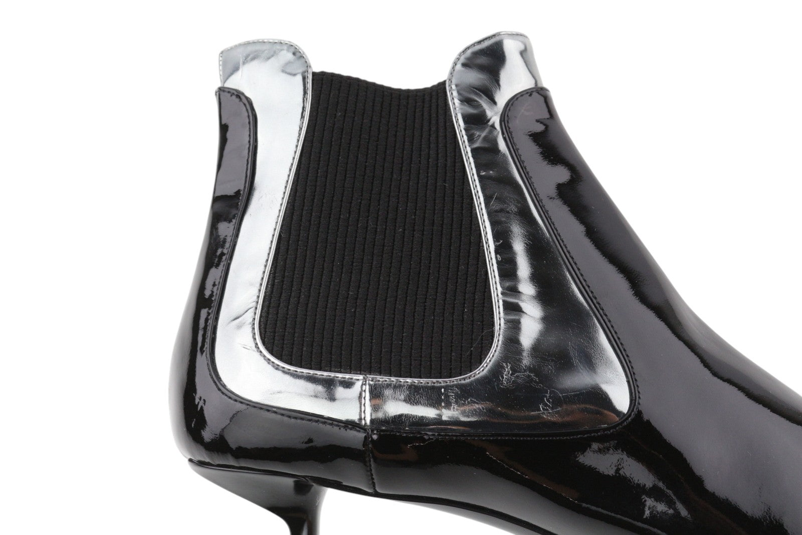 EMPORIO ARMANI Women's EU37 Black Patent Leather Ankle Heel Shoes