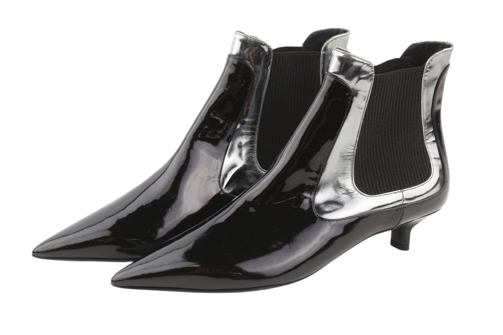 EMPORIO ARMANI Women's EU37 Black Patent Leather Ankle Heel Shoes