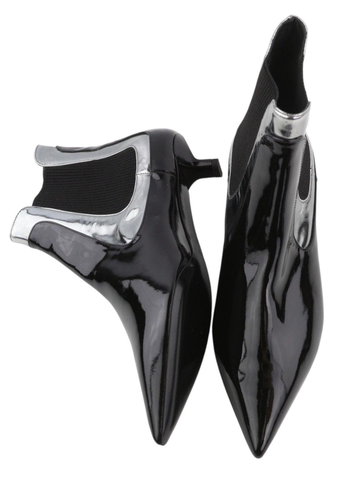 EMPORIO ARMANI Women's EU37 Black Patent Leather Ankle Heel Shoes