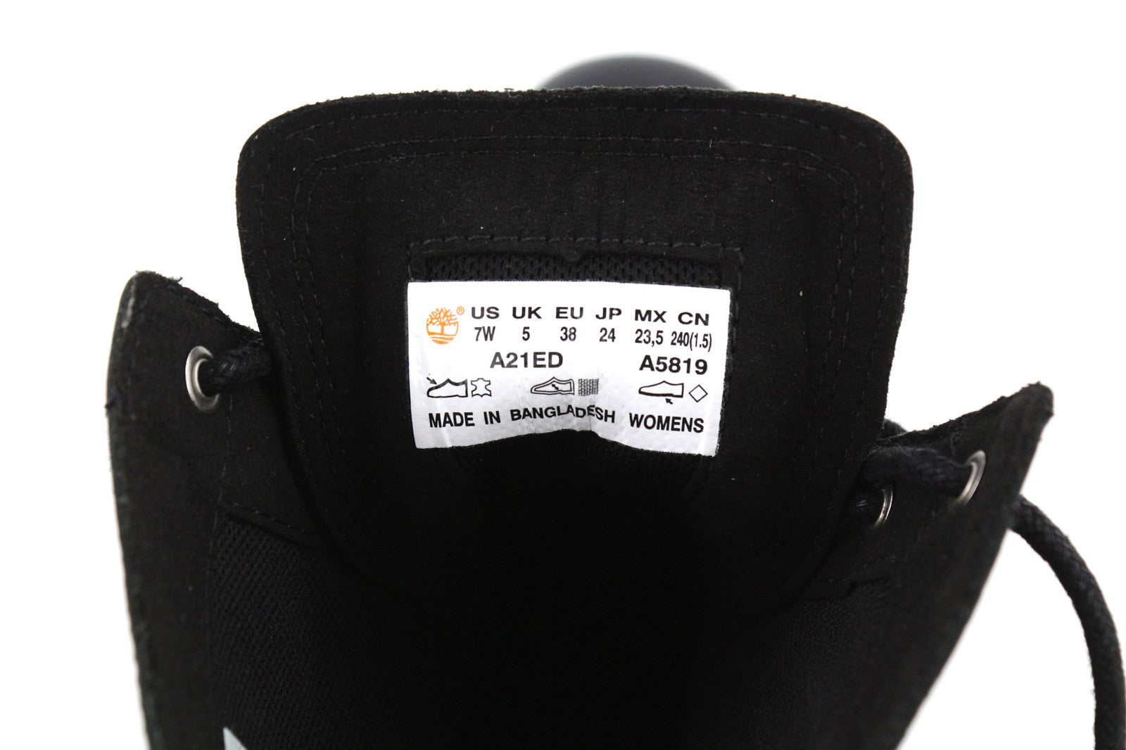 TIMBERLAND A21ED-A5819 Women's EU38/38.5 Black Genuine Leather High-Top Shoes