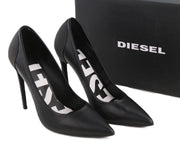 DIESEL D-Slanty Women's EU38 Black Leather Pointed Stiletto Heels