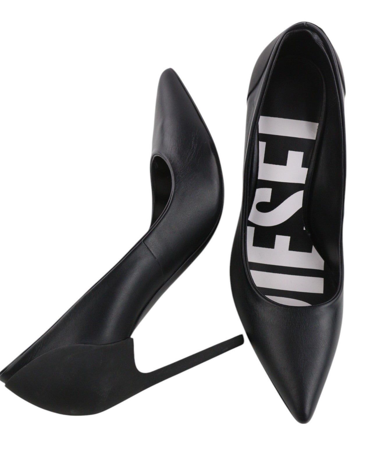 DIESEL D-Slanty Women's EU38 Black Leather Pointed Stiletto Heels