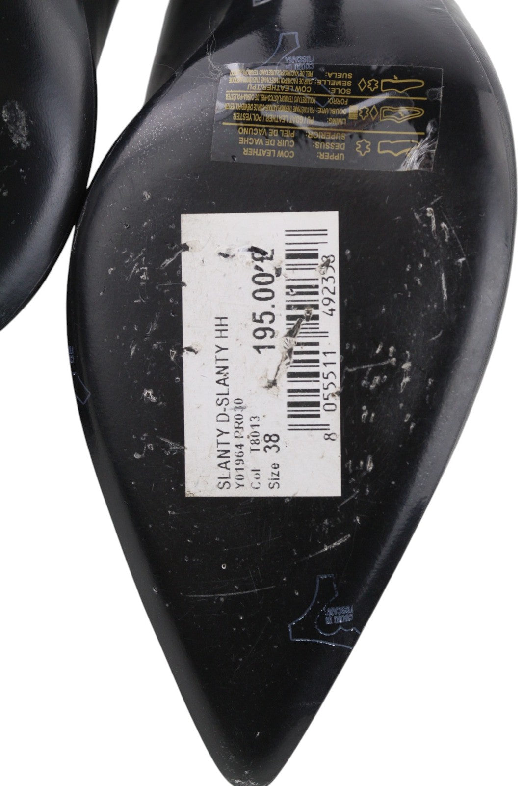 DIESEL D-Slanty Women's EU38 Black Leather Pointed Stiletto Heels