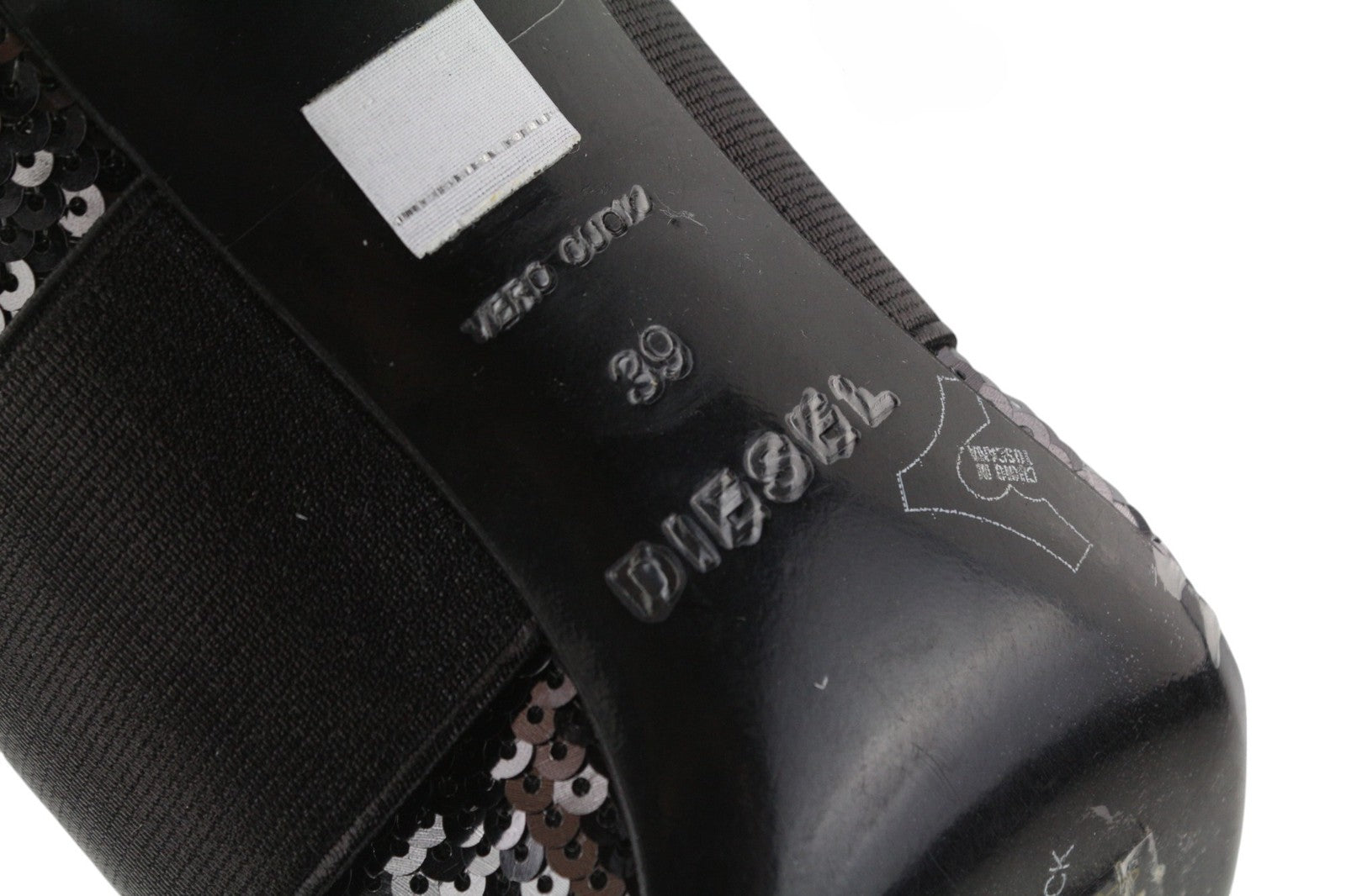 DIESEL D-Slanty Women's EU39 Black Sequin Pointed High-Heel Stilettos