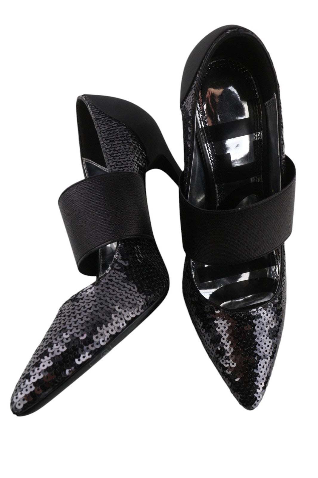 DIESEL D-Slanty Women's EU39 Black Sequin Pointed High-Heel Stilettos