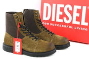 DIESEL D-Alabhama Men's EU45 Brown Aged Leather Lace-Up Ankle Boots RRP€290