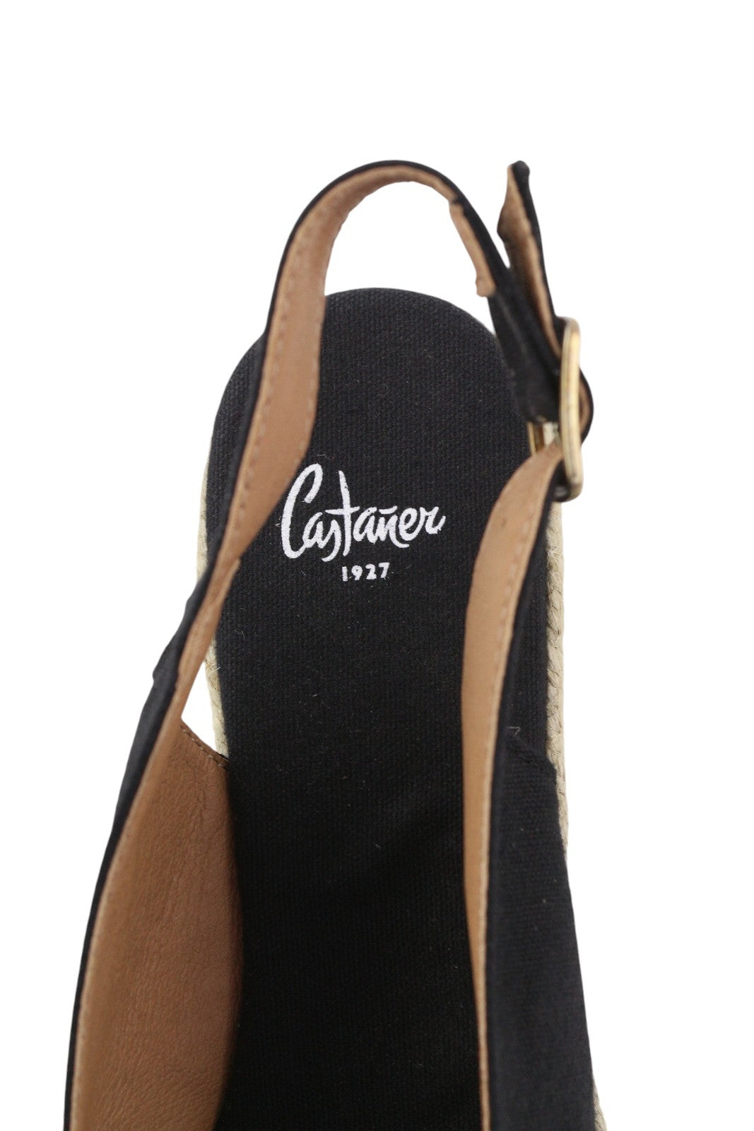 CASTANER Women's EU40 Black Wedge Espadrilles Platform Peep-Toe Shoes