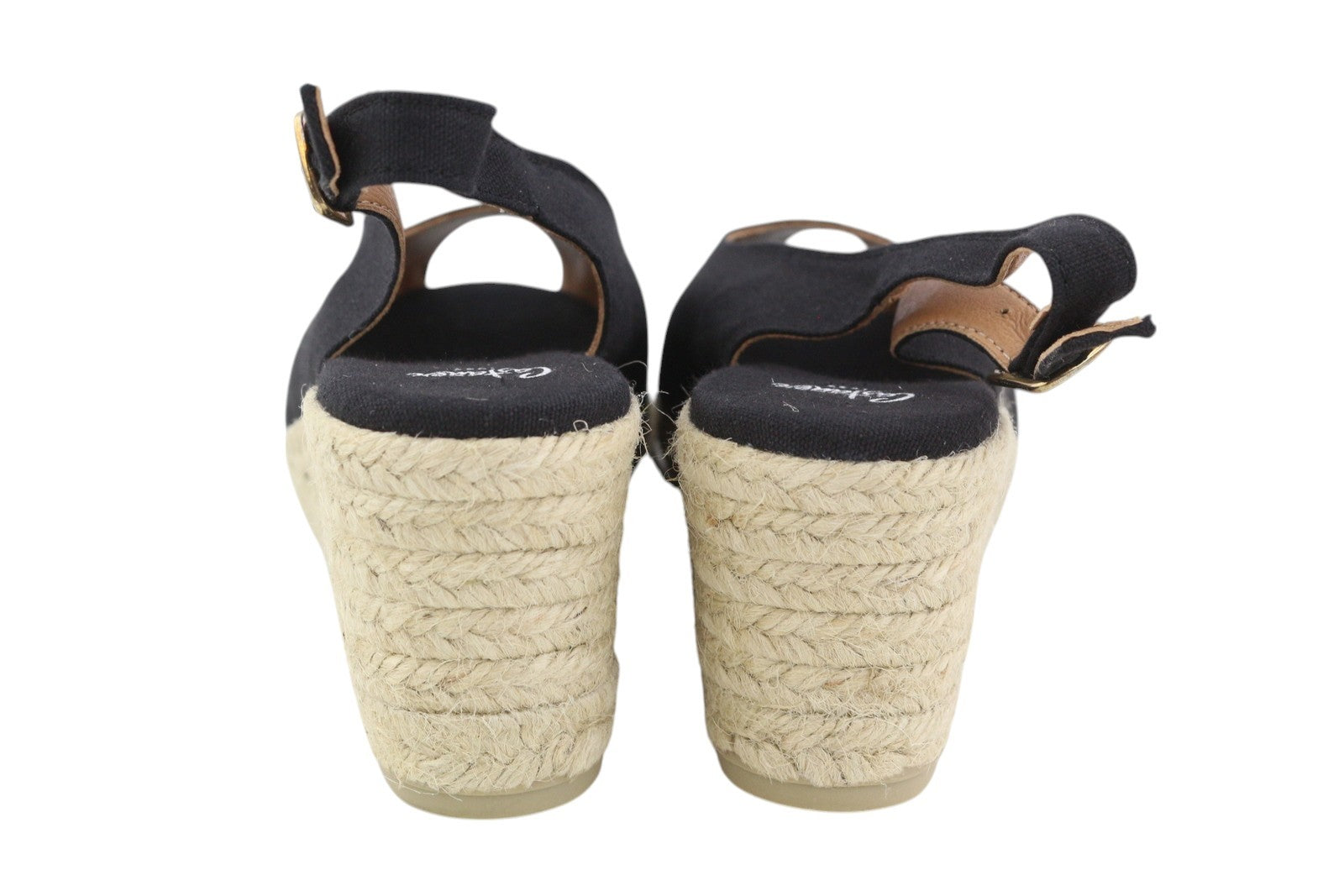 CASTANER Women's EU40 Black Wedge Espadrilles Platform Peep-Toe Shoes