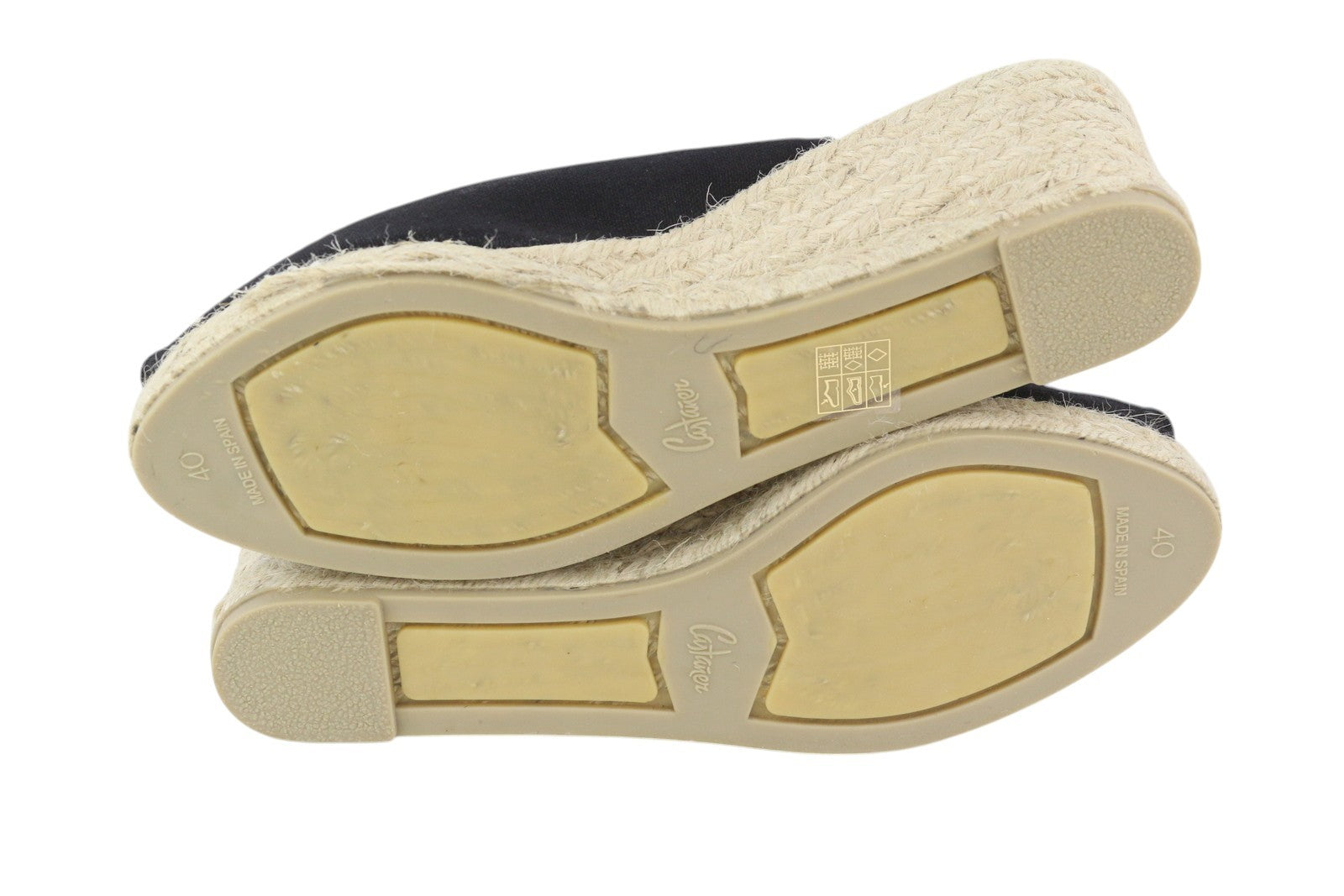 CASTANER Women's EU40 Black Wedge Espadrilles Platform Peep-Toe Shoes