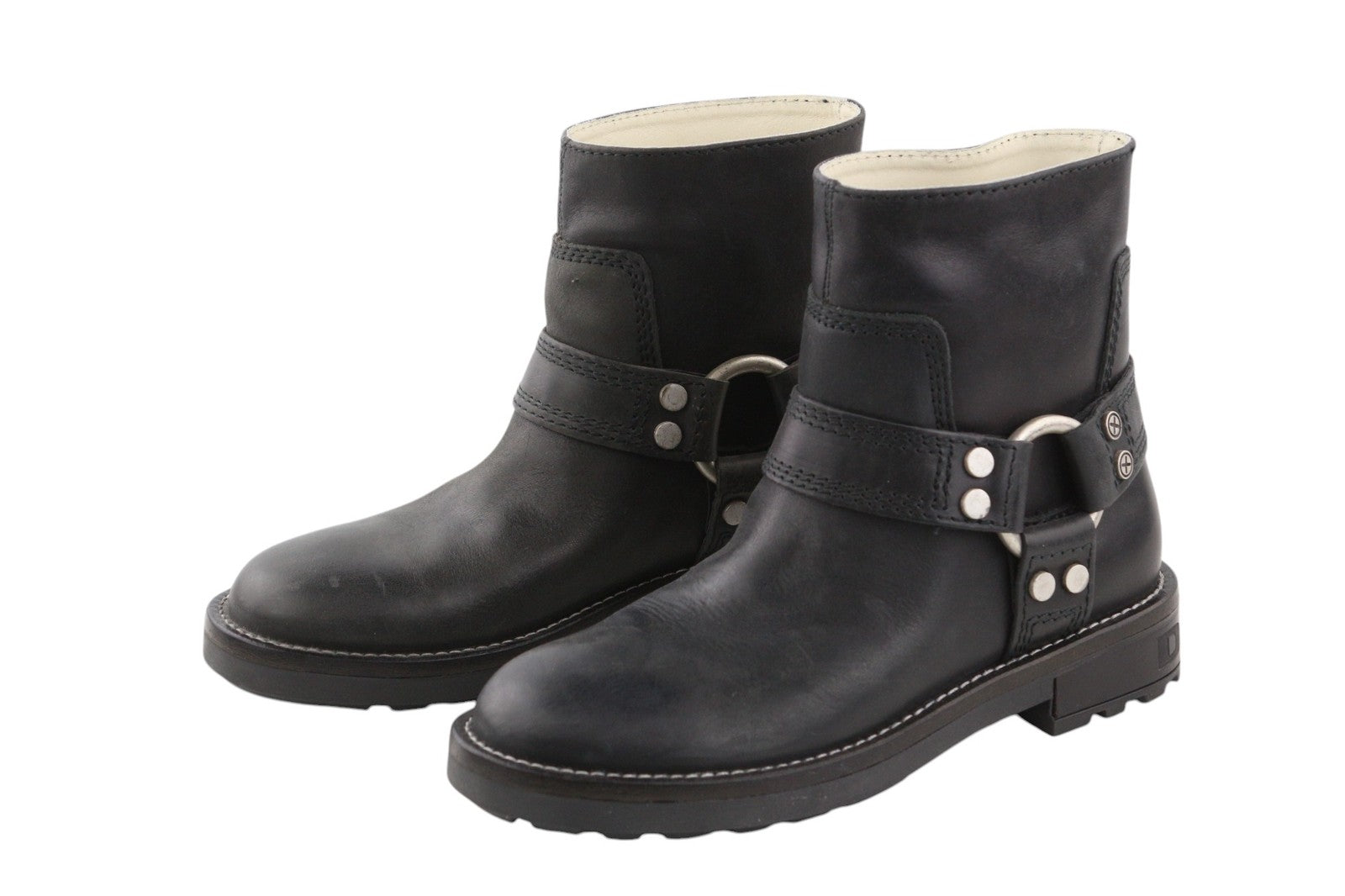 DIESEL D-Throuper Women's EU37 Black Leather Pull-On Detailed Boots RRP€280