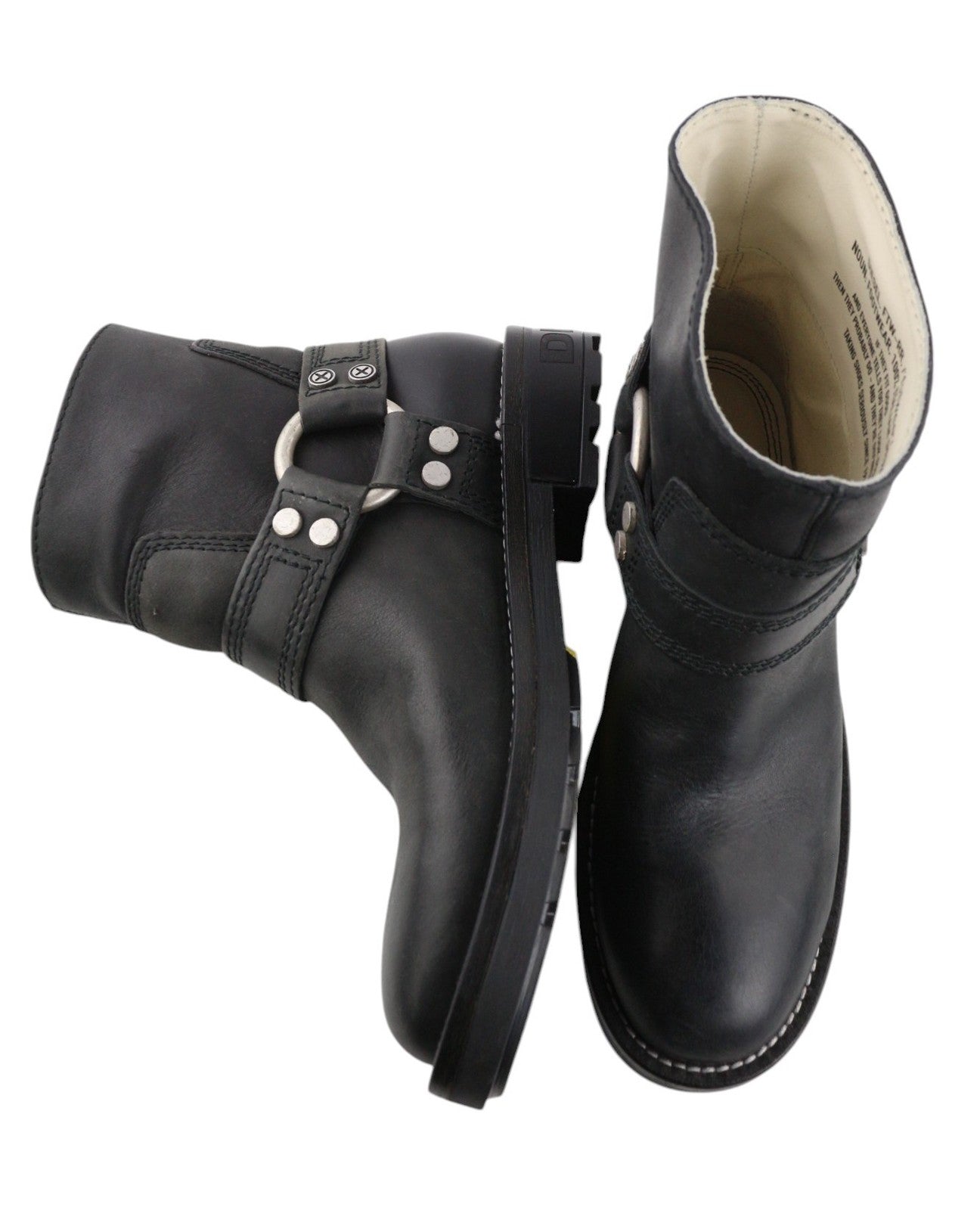 DIESEL D-Throuper Women's EU37 Black Leather Pull-On Detailed Boots RRP€280