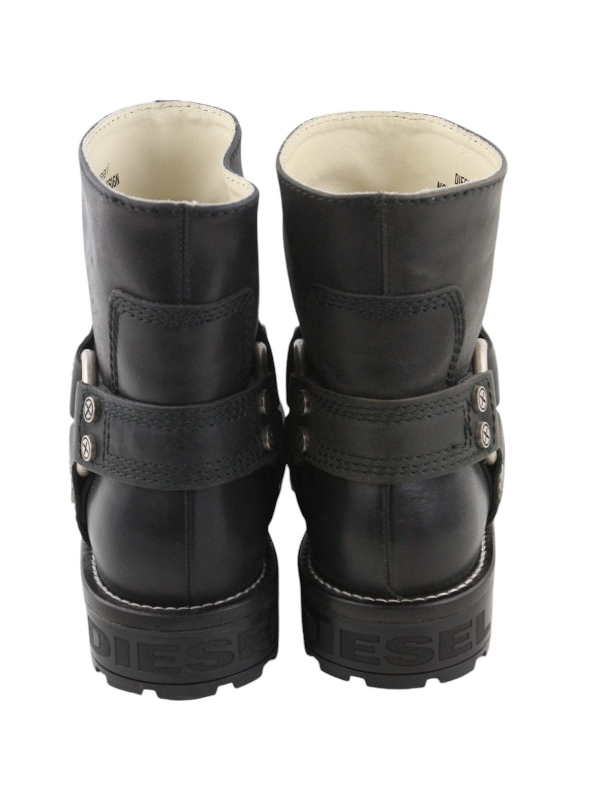 DIESEL D-Throuper Women's EU37 Black Leather Pull-On Detailed Boots RRP€280