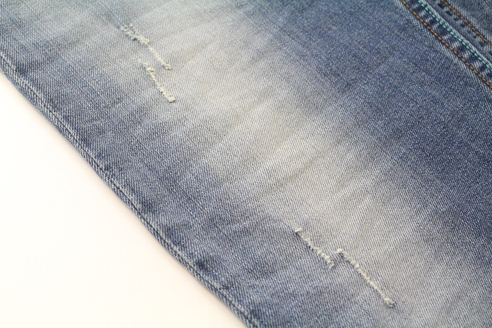 TAKESHY KUROSAWA TK75 vyriški džinsai W34 mėlyni, tamprūs, ploni, su sagomis, dirbtinio apnašų rašto